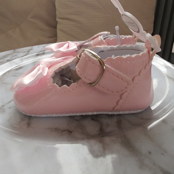 Vegan Leather Crib Shoes NWT Pink Bow Infant 3-6M - Picture 4 of 10